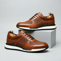 Glendale Genuine Leather Sneaker in Sienna Brown