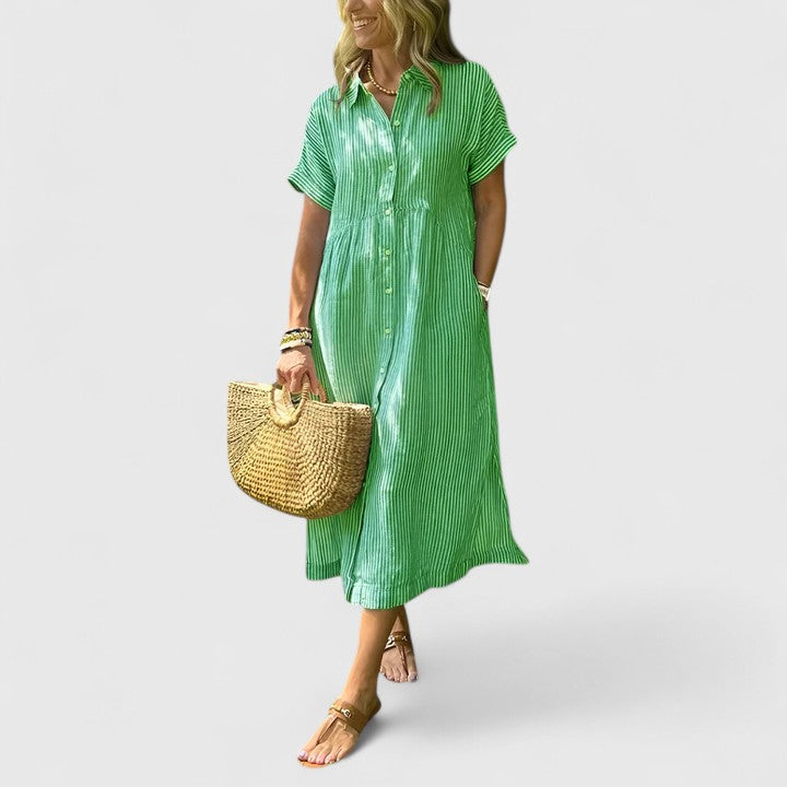 Lydia | Women's Relaxed Striped Shirt Midi Dress