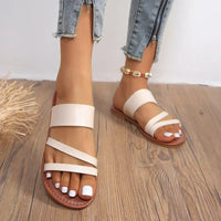 Grace Women's Flat Slip-On Sandals in Beige