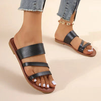 Grace Women's Flat Slip-On Sandals in Black