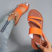 Grace Women's Flat Slip-On Sandals in Orange