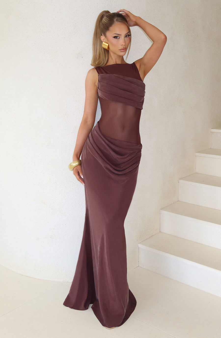 Annabel Maxi Dress – Plum Brown