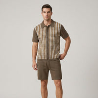 Grady Striped Two Piece Set in Sienna Brown