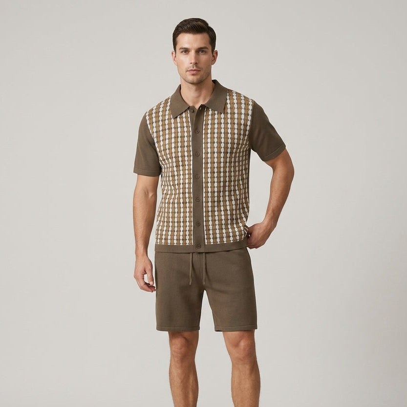 Grady Striped Two Piece Set in Sienna Brown