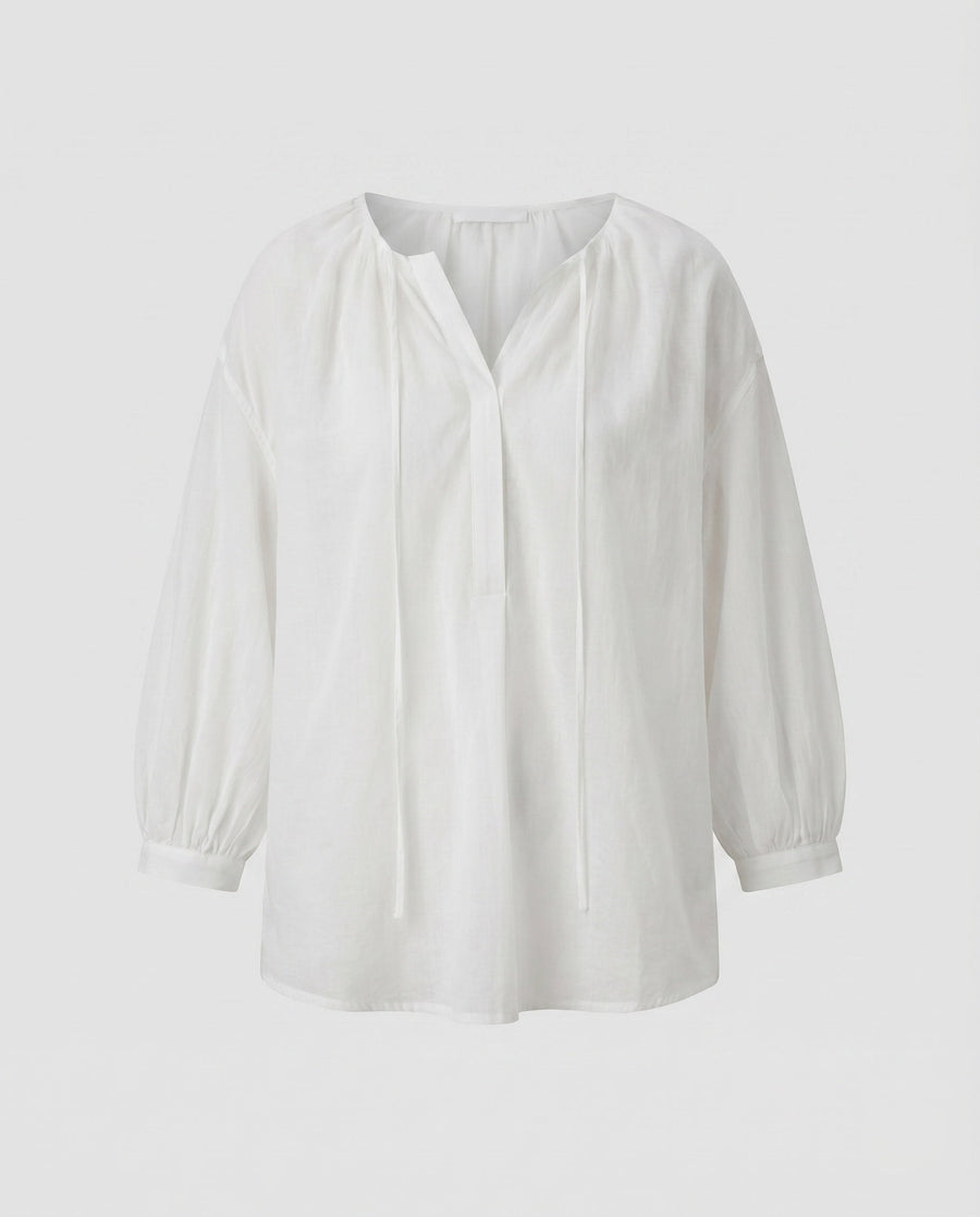 Greta Airy Linen Top in Beige