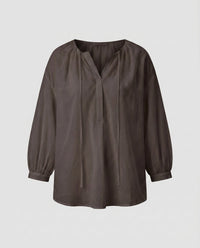 Greta Airy Linen Top in Coffee