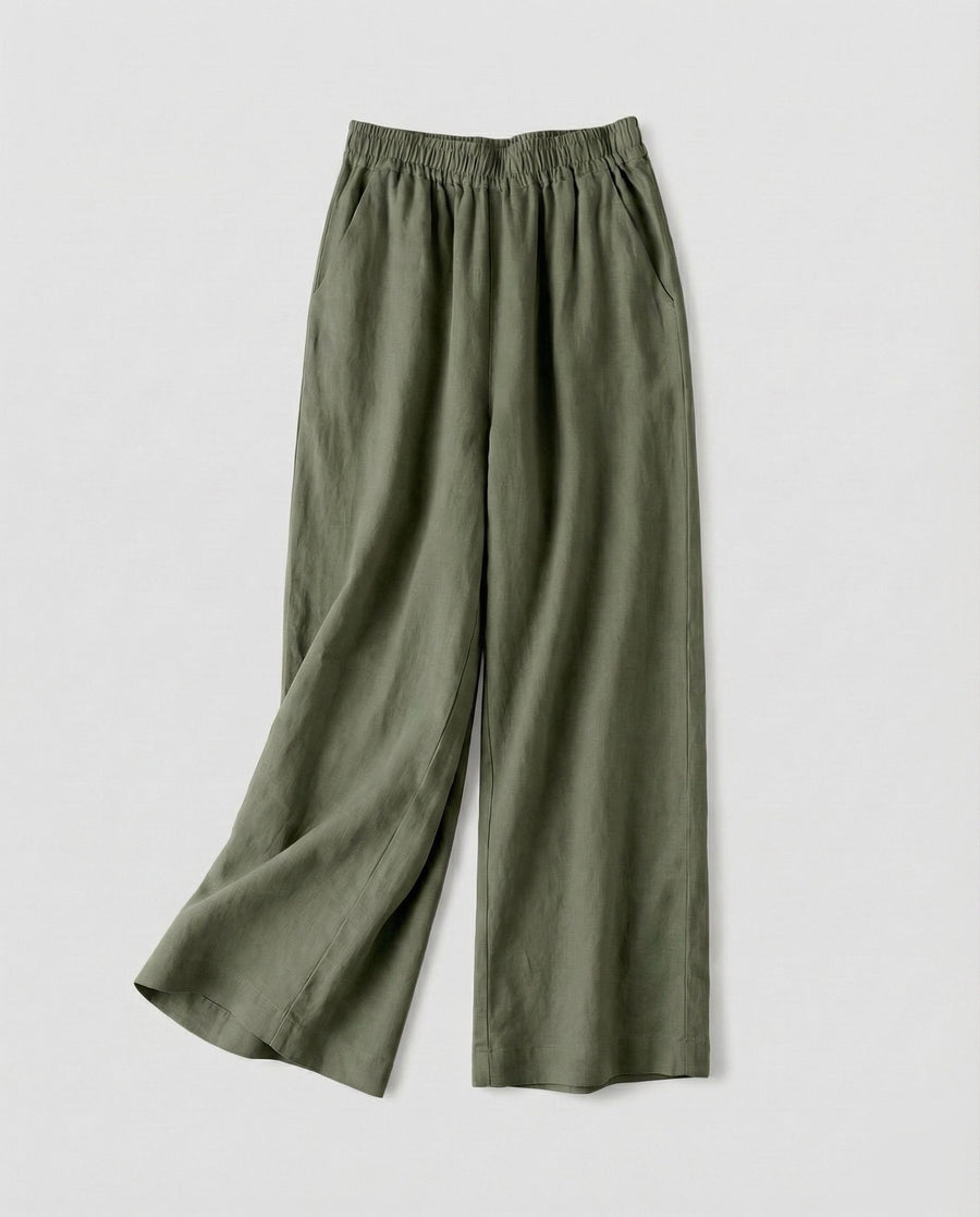 Greta Linen Trousers in Gruen