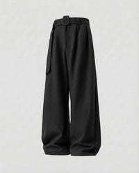Greta Linen Trousers with Belted in Black