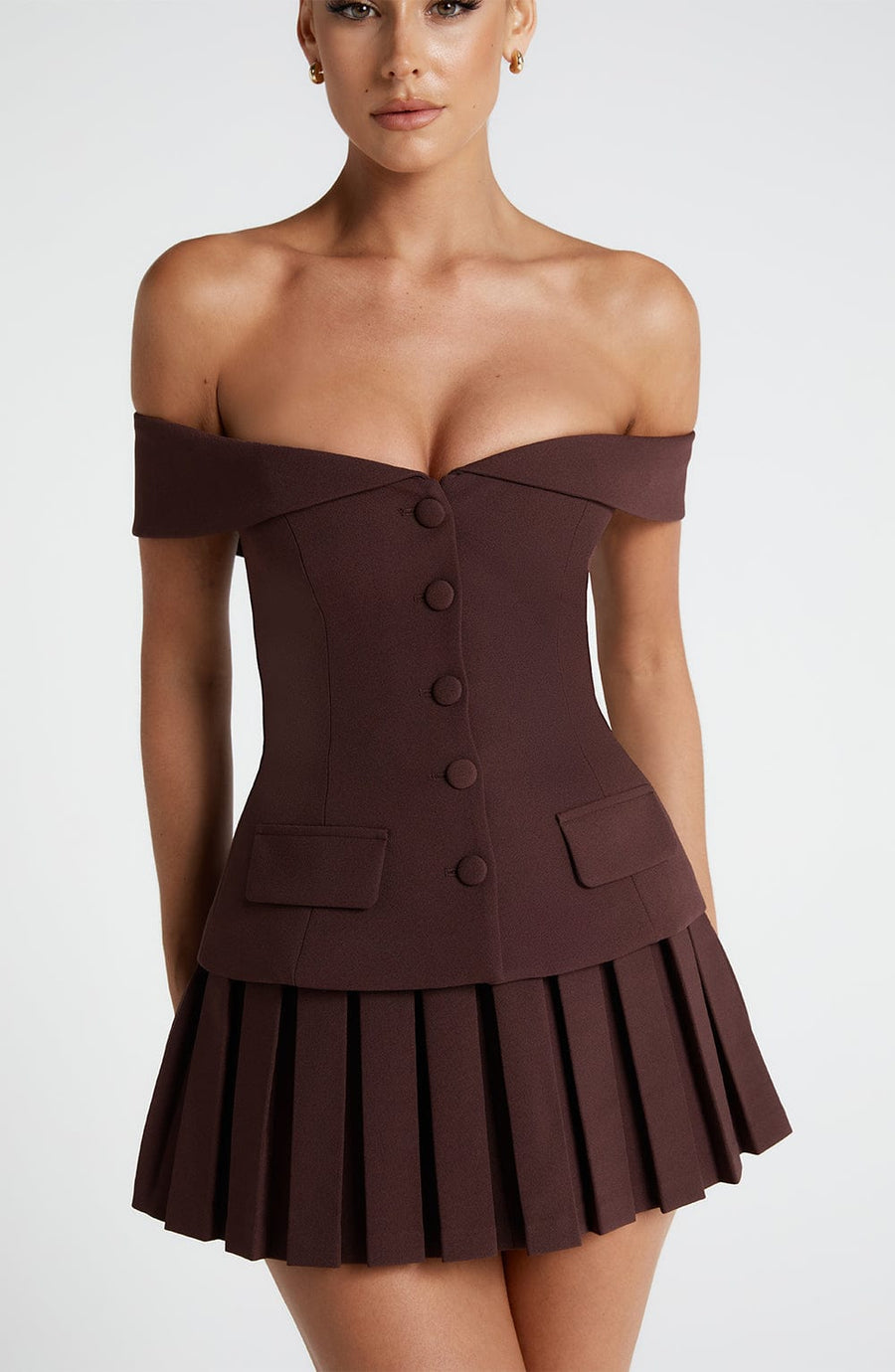 Carmen Mini Skirt in Plum Brown