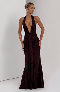 Tori Maxi Dress – Plum Brown