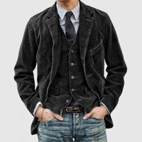 Gustav Comfortable Corduroy Vest in Black