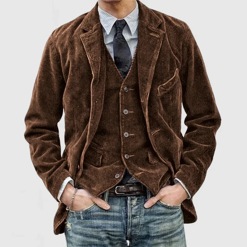 Gustav Comfortable Corduroy Vest in Brown