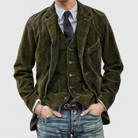 Gustav Comfortable Corduroy Vest in Green