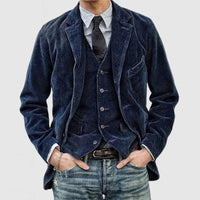 Gustav Comfortable Corduroy Vest in Navy