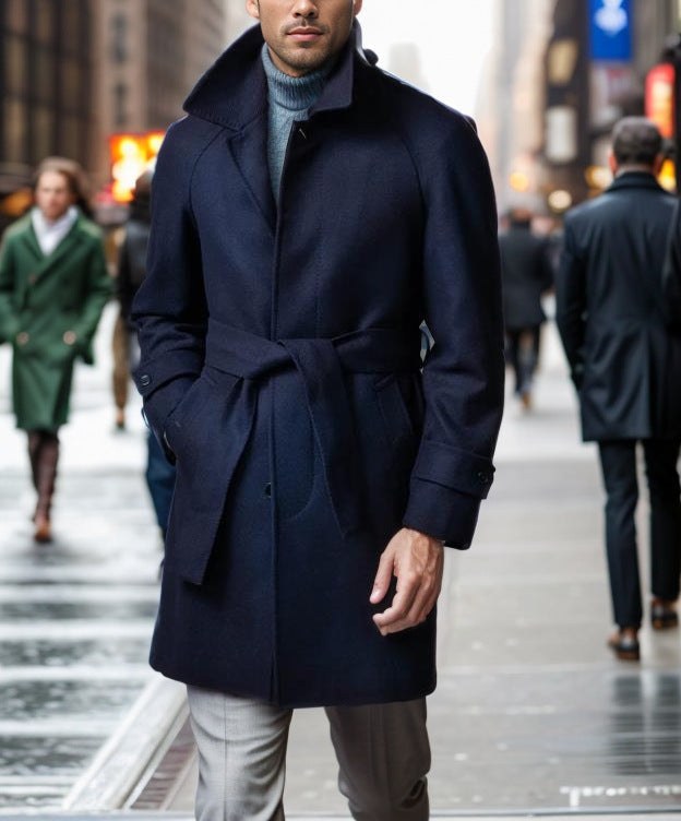 Gustav Elegant Trench Coat in Navy
