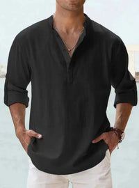 Gustav Linen Shirt in Black