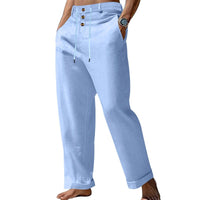 Gustav Linen Trousers with Drawstring Waist and Button Front