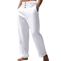 Gustav Linen Trousers with Drawstring Waist and Button Front