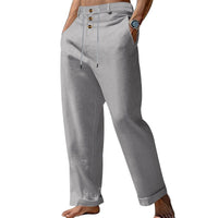 Gustav Linen Trousers with Drawstring Waist and Button Front