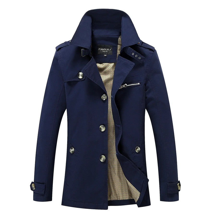 Gustav Trench Coat in Navy