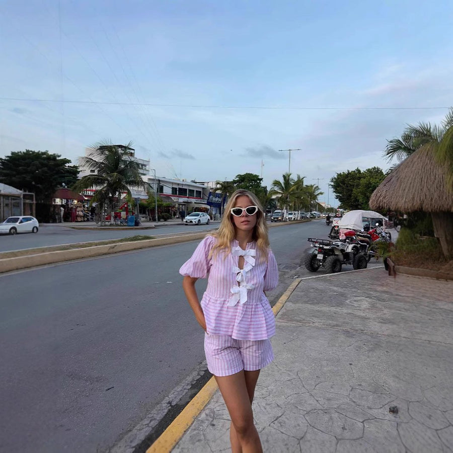 Gwen Blouse with Short Sleeve and Puff Sleeve