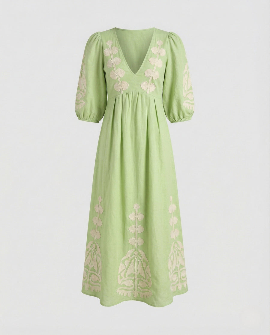 Gwen Dress in Yellow Green
