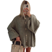Gwen Elegant Knit Cardigan with Oversized in Black