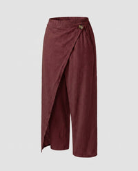 Gwen Elegant Linen Trousers with Pockets in Bordeauxrot