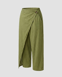Gwen Elegant Linen Trousers with Pockets in Green