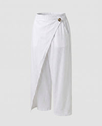 Gwen Elegant Linen Trousers with Pockets in White