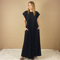 Gwendoline Pleated Maxi Dress in Yellow
