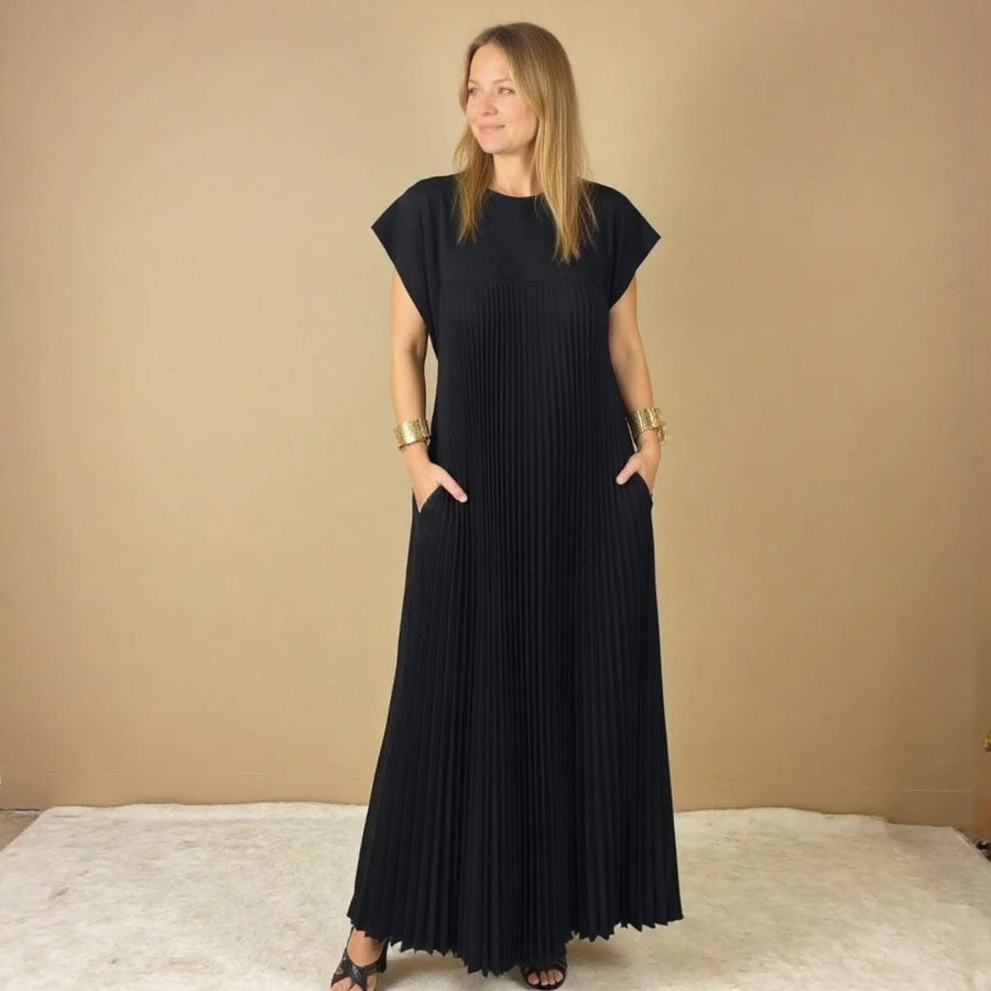 Gwendoline Pleated Maxi Dress in Yellow