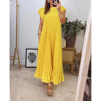 Gwendoline Pleated Maxi Dress in Yellow