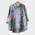 Gwenora Women's Floral Bird Print Long Sleeve Blouse