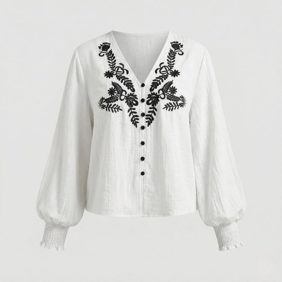 Hadley Blouse with Oversized in White