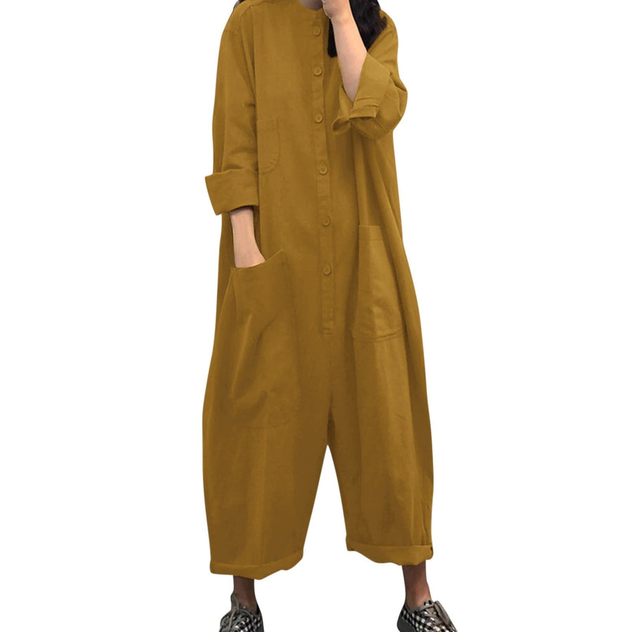 Hadley Casual Jumpsuit with Pockets in Khaki