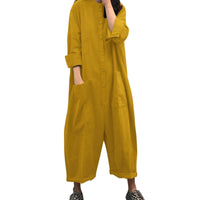 Hadley Casual Jumpsuit with Pockets in Yellow