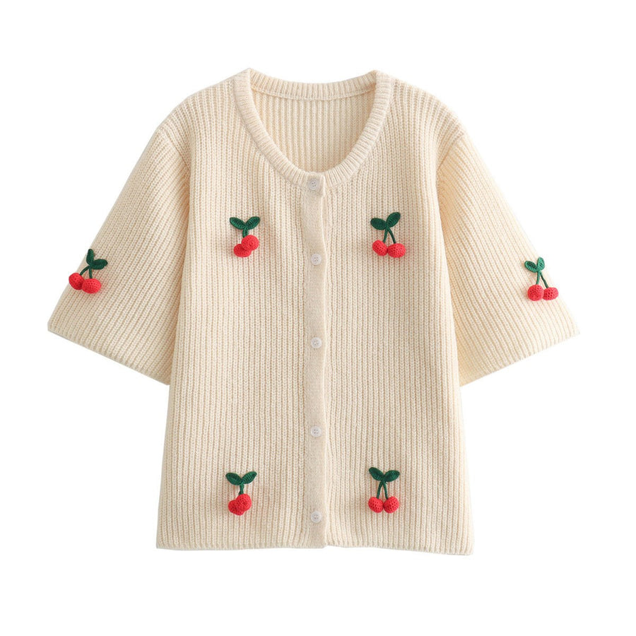 Hadley Casual Knit Cardigan with Striped in Cream
