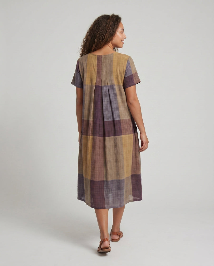 Hadley Linen Dress with Crew Neck and Side Pockets