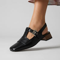 Hadley T-Strap Slingback Heel in Charcoal
