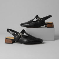 Hadley T-Strap Slingback Heel in Charcoal