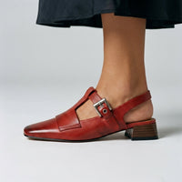 Hadley T-Strap Slingback Heel in Crimson