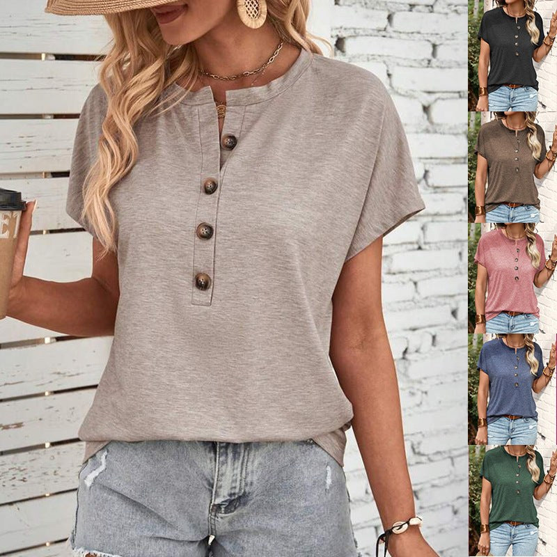 Halle Blouse with Short Sleeve and Button Front