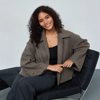 Halle Casual Jacket with Button Front and Oversized