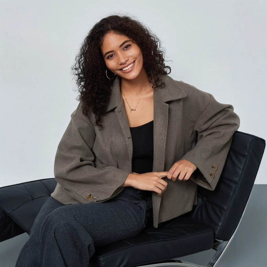 Halle Casual Jacket with Button Front and Oversized