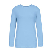 Halle Cotton T-Shirt with Crew Neck and Long Sleeve in Light Blue