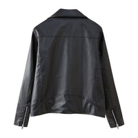 Halle Leather Jacket with Zip Front in Black