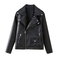 Halle Leather Jacket with Zip Front in Black