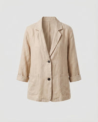 Halle Relaxed Linen Blazer with Pockets in Apricot