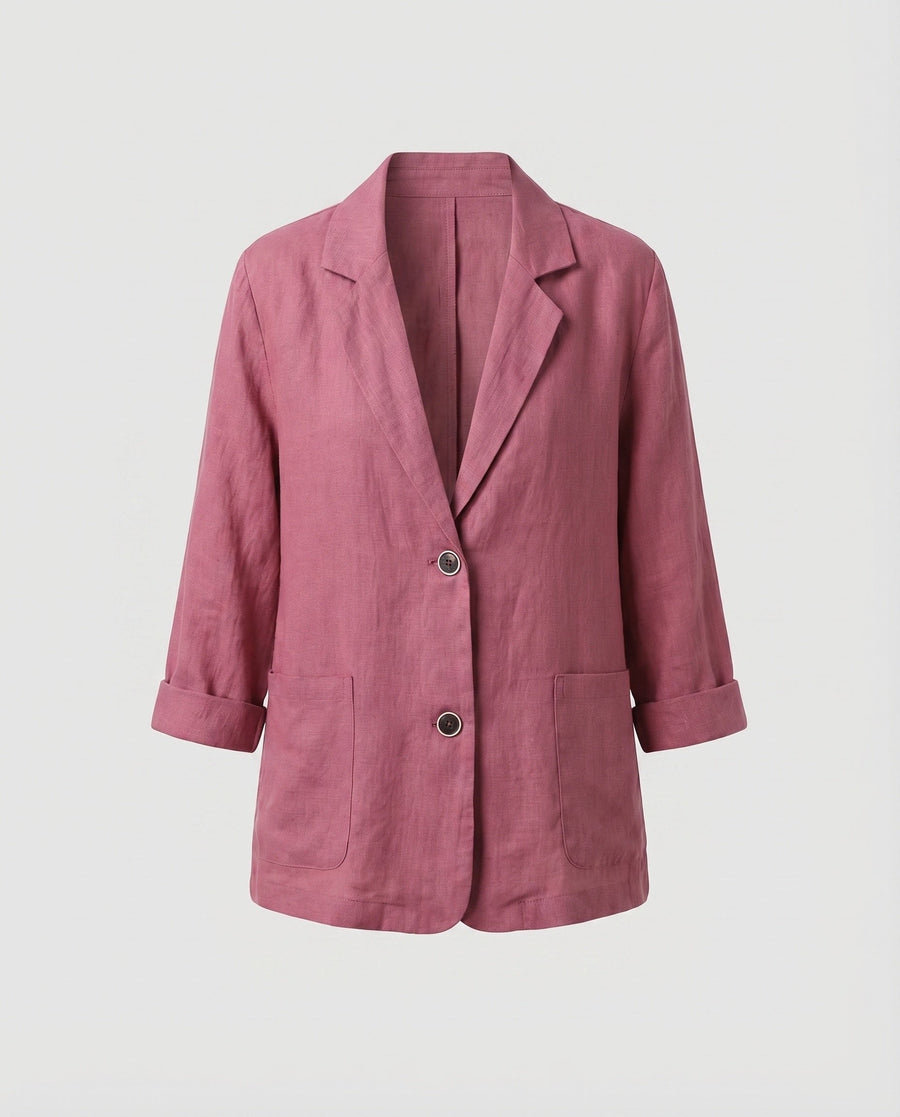 Halle Relaxed Linen Blazer with Pockets in Ziegelrot